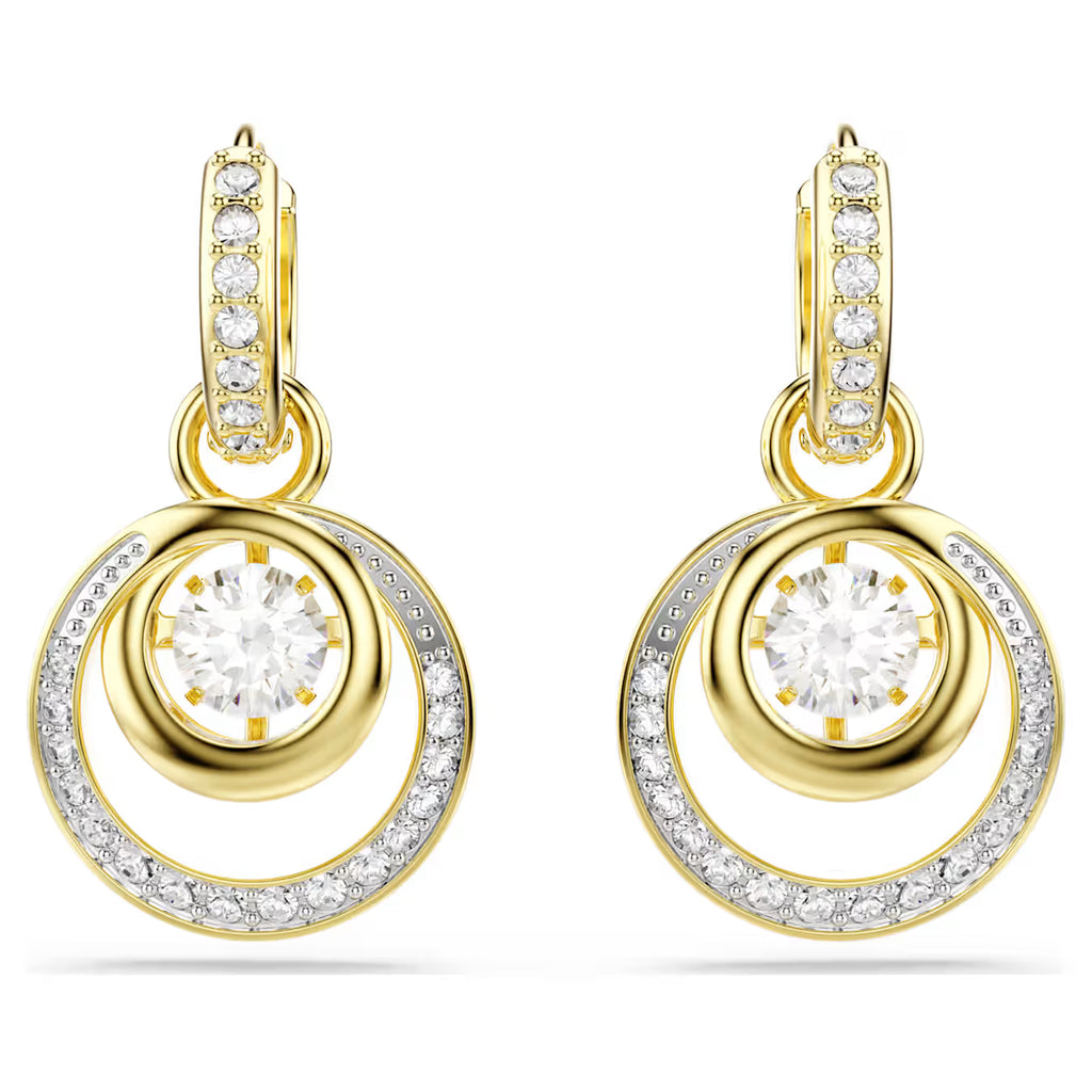 Hyperbola drop earrings Round cut, White, Gold-tone plated 5738249