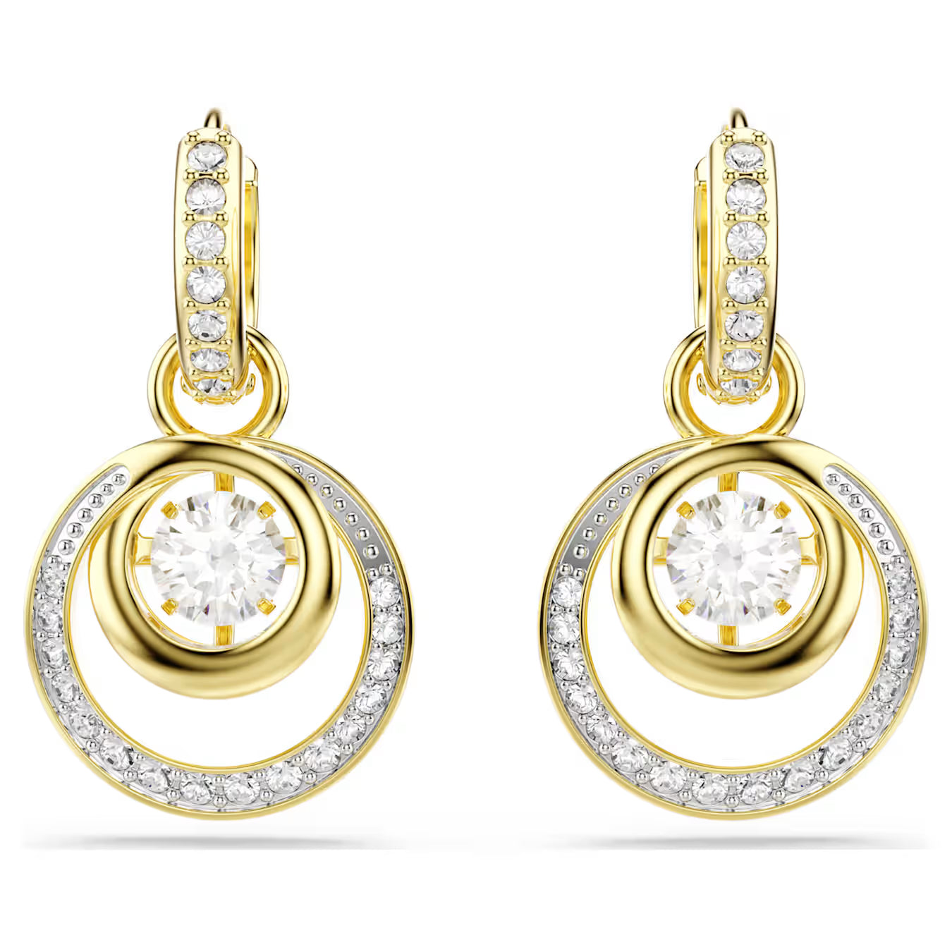 Hyperbola drop earrings Round cut, White, Gold-tone plated 5738249