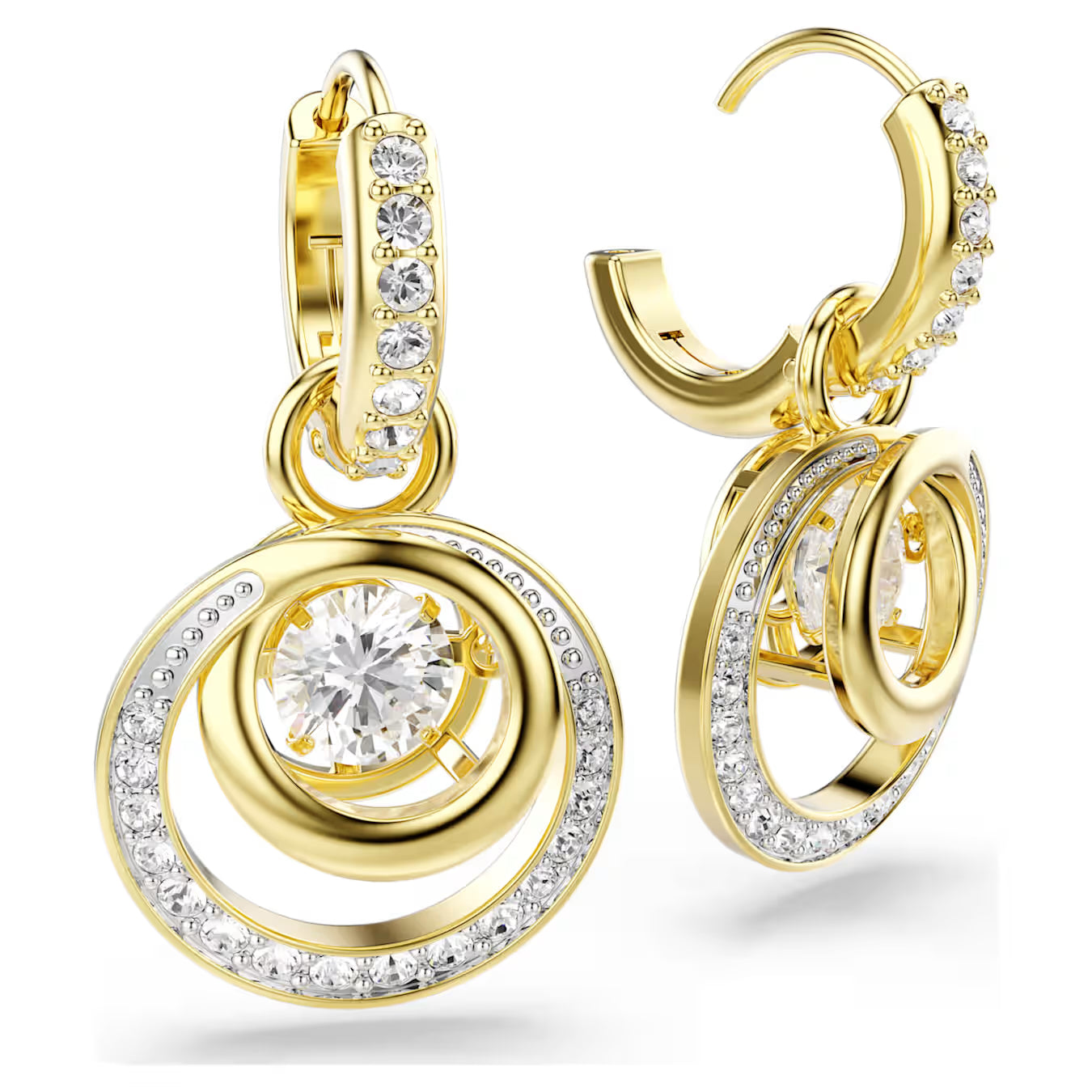 Hyperbola drop earrings Round cut, White, Gold-tone plated 5738249