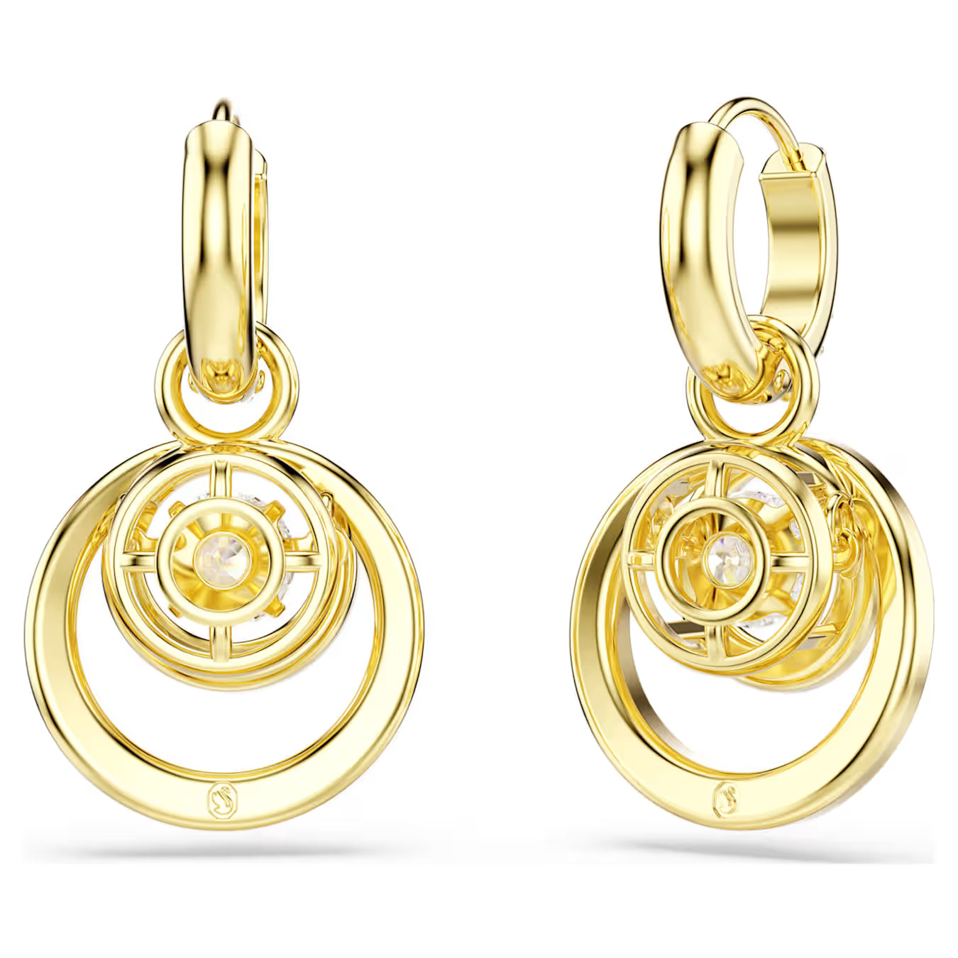 Hyperbola drop earrings Round cut, White, Gold-tone plated 5738249