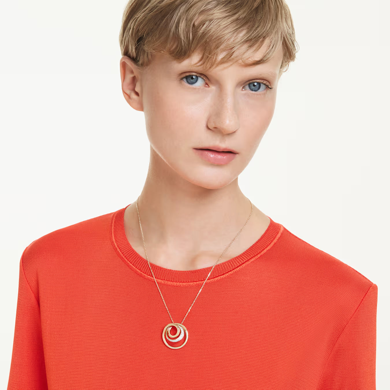 Hyperbola necklace Round cut, White, Gold-tone plated 5740410