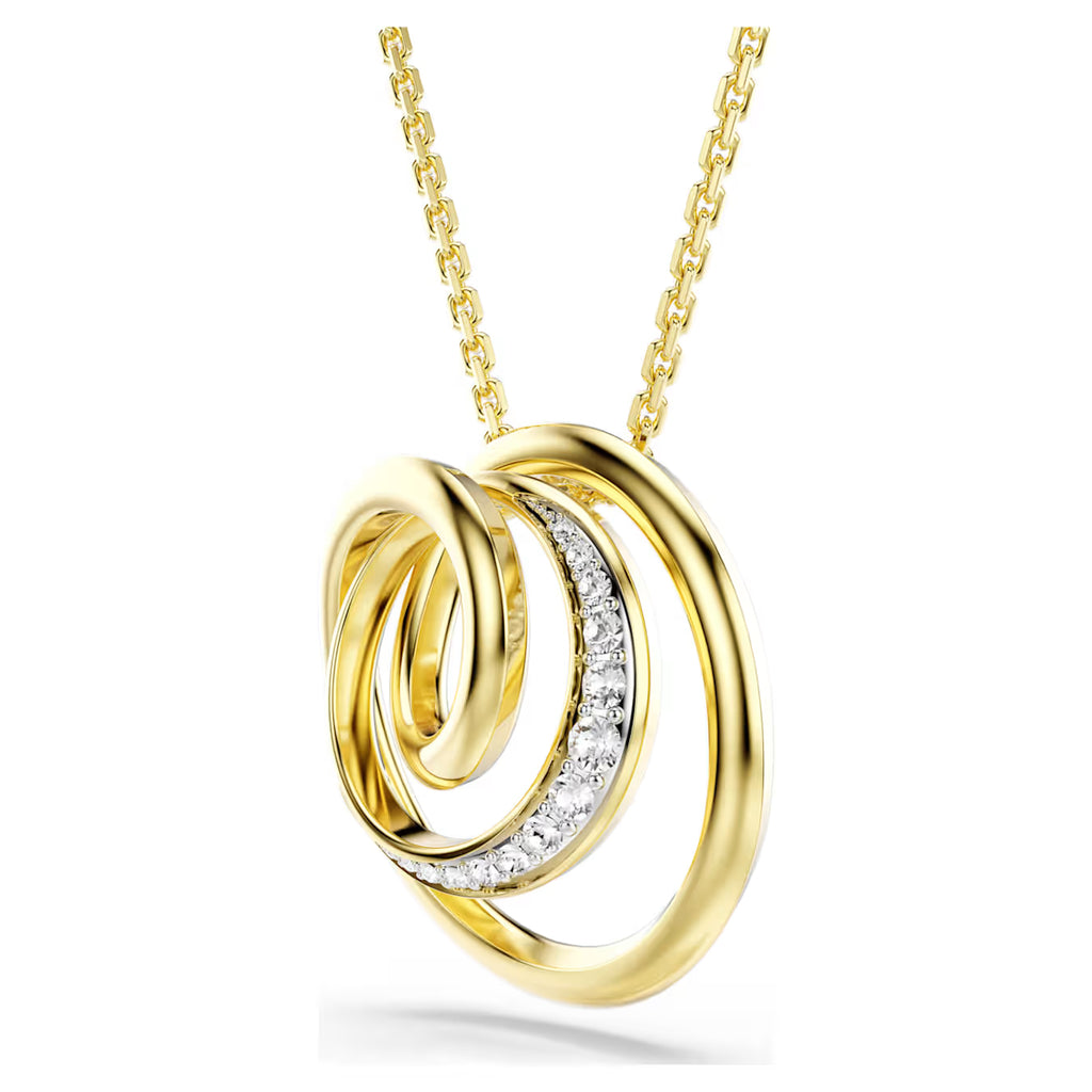 Hyperbola necklace Round cut, White, Gold-tone plated 5740410