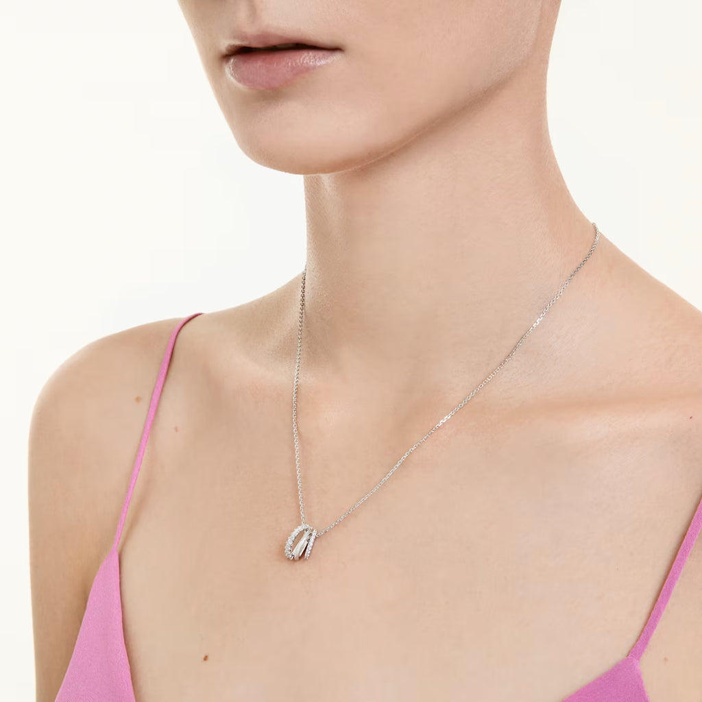 Hyperbola pendant Round cut, White, Rhodium plated 5737064