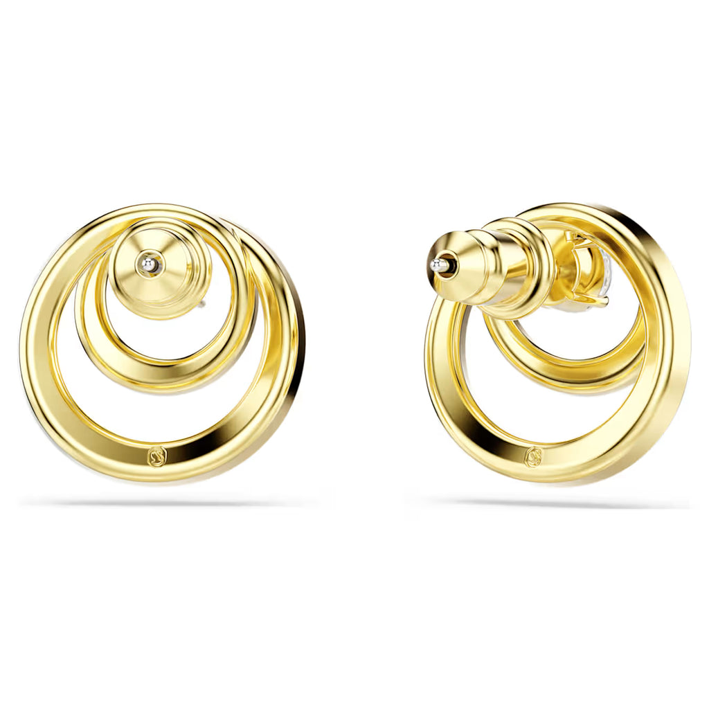 Hyperbola stud earrings Round cut, White, Gold-tone plated 5740407