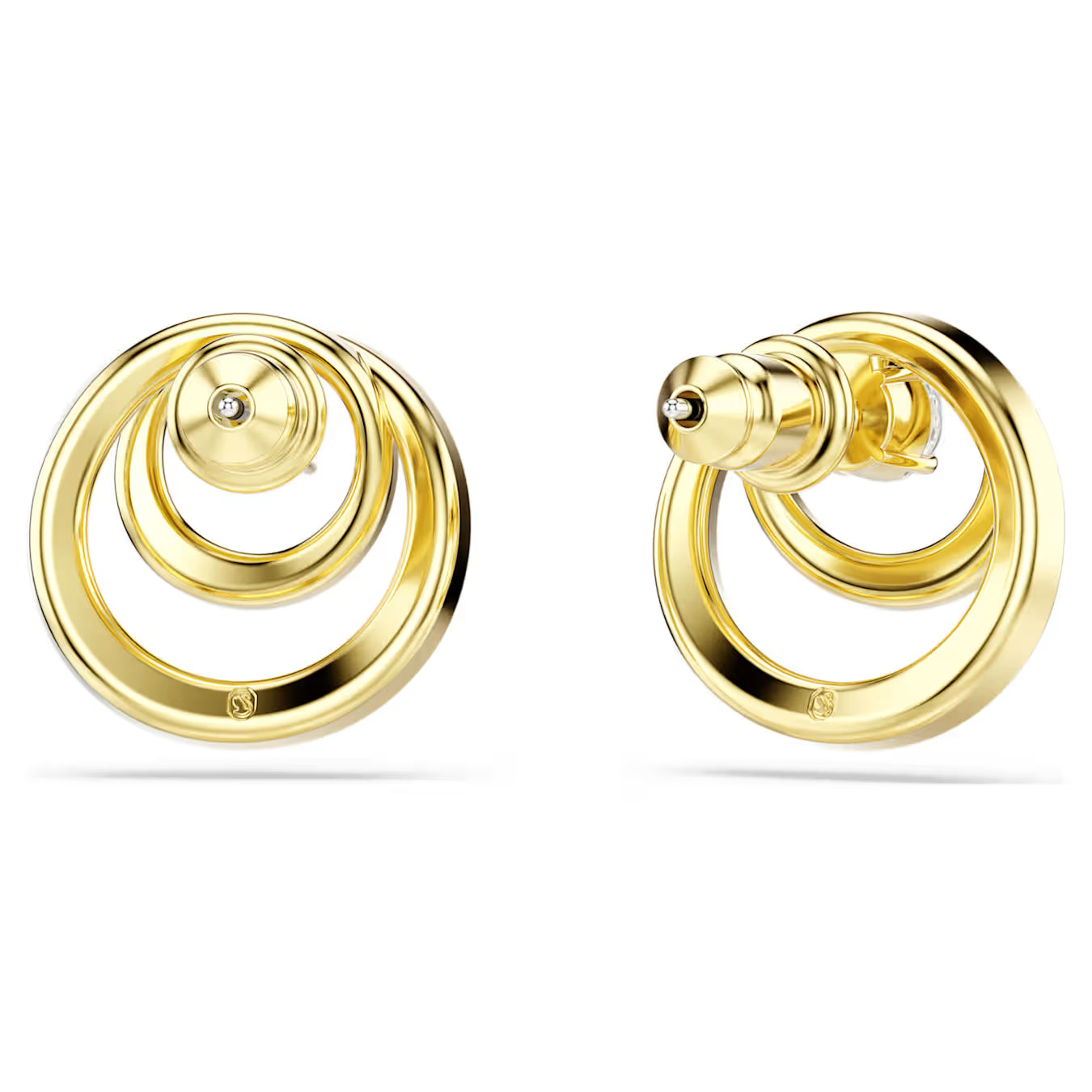 Hyperbola stud earrings Round cut, White, Gold-tone plated 5740407