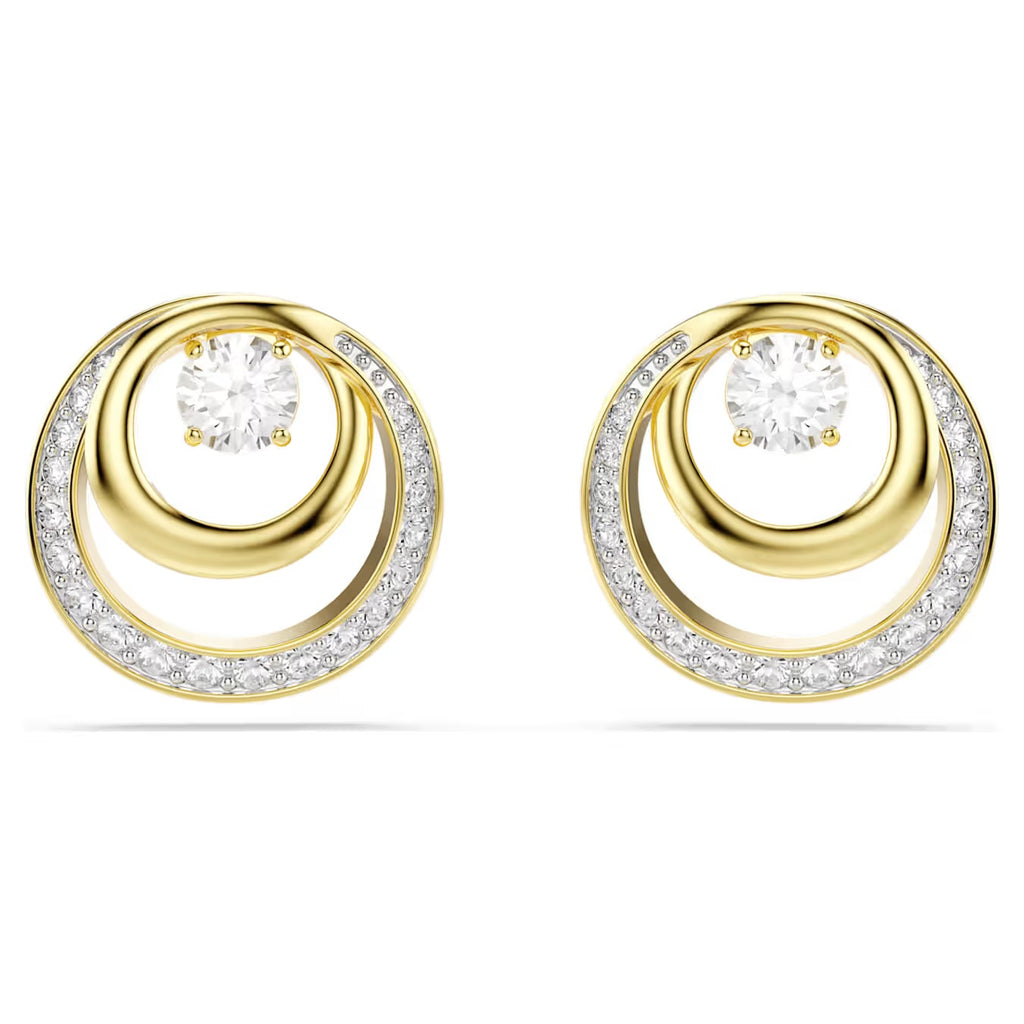 Hyperbola stud earrings Round cut, White, Gold-tone plated 5740407