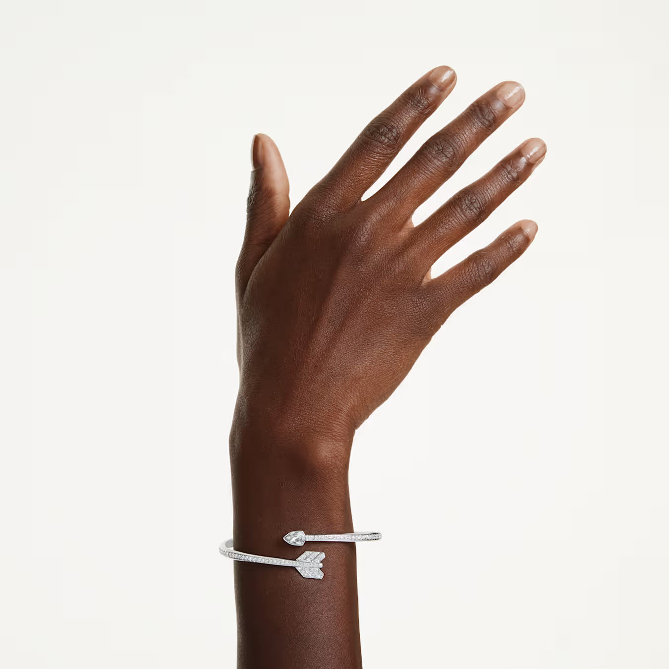 Idyllia bangle Mixed cuts, Arrow, White, Rhodium plated 5737264
