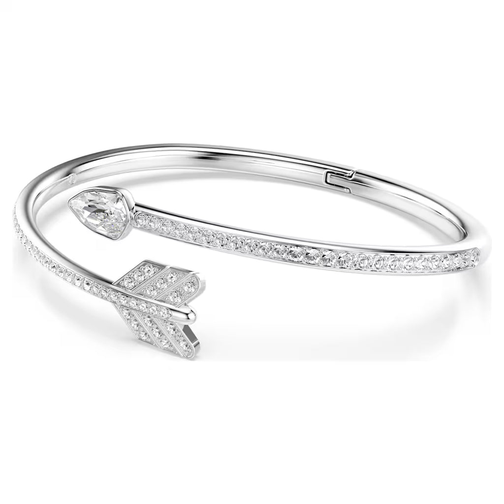 Idyllia bangle Mixed cuts, Arrow, White, Rhodium plated 5737264