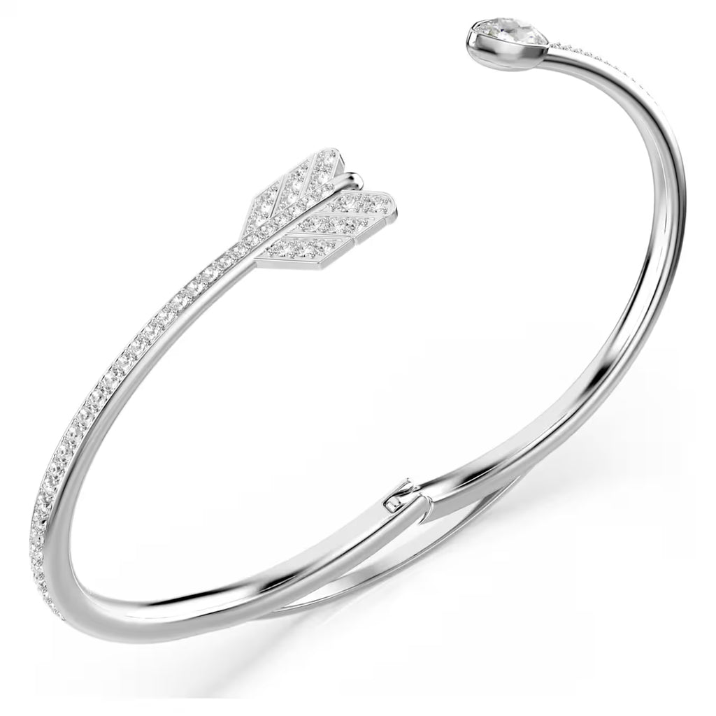 Idyllia bangle Mixed cuts, Arrow, White, Rhodium plated 5737264