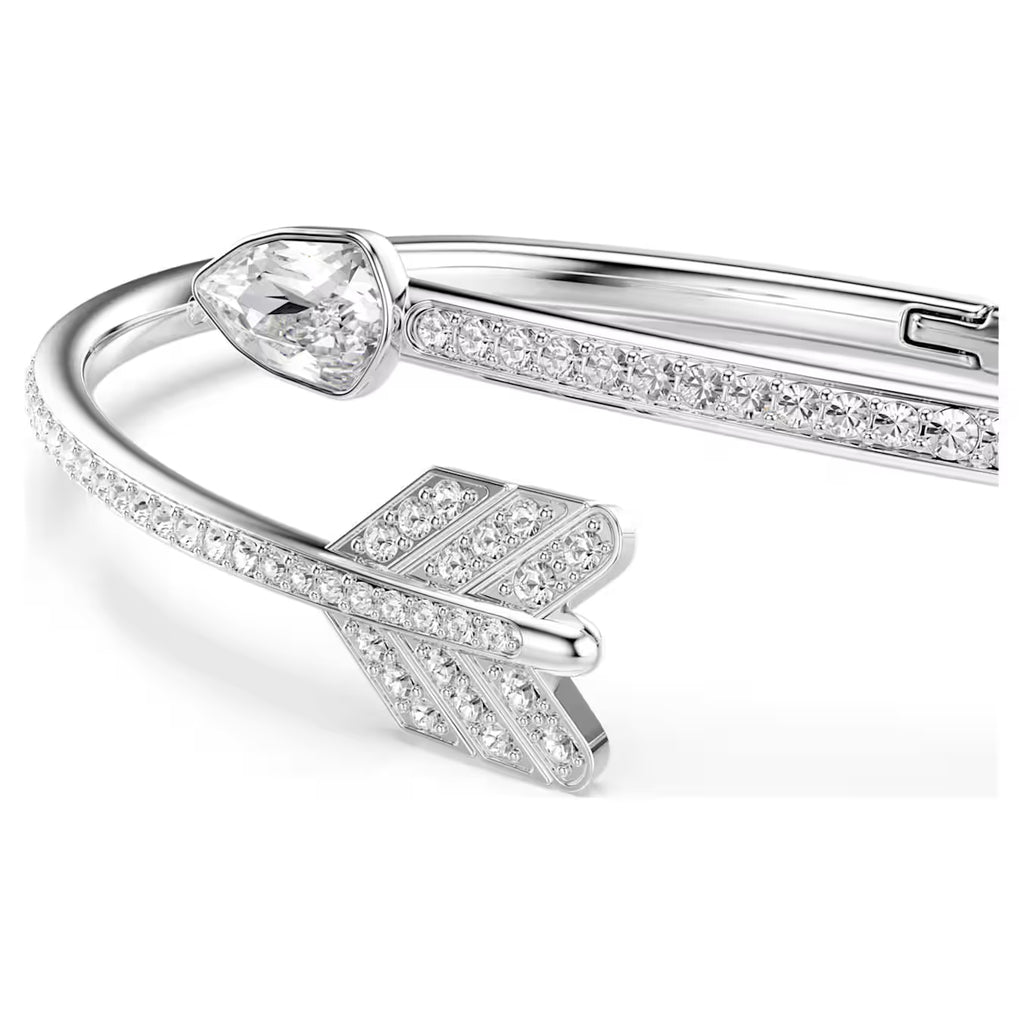 Idyllia bangle Mixed cuts, Arrow, White, Rhodium plated 5737264