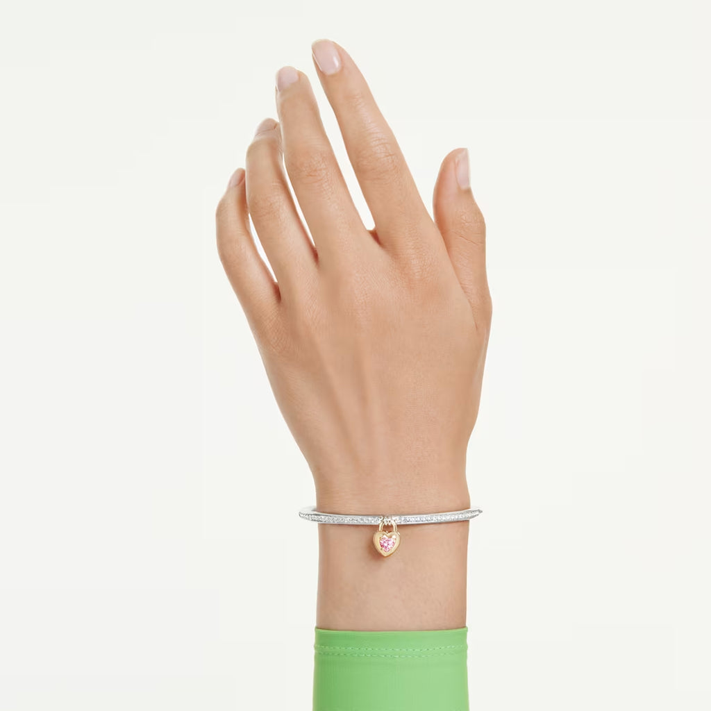 Idyllia bangle Mixed cuts, Heart, Pink, Mixed metal finish 5737266