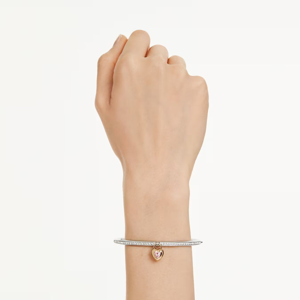 Idyllia bangle Mixed cuts, Heart, Pink, Mixed metal finish 5737266