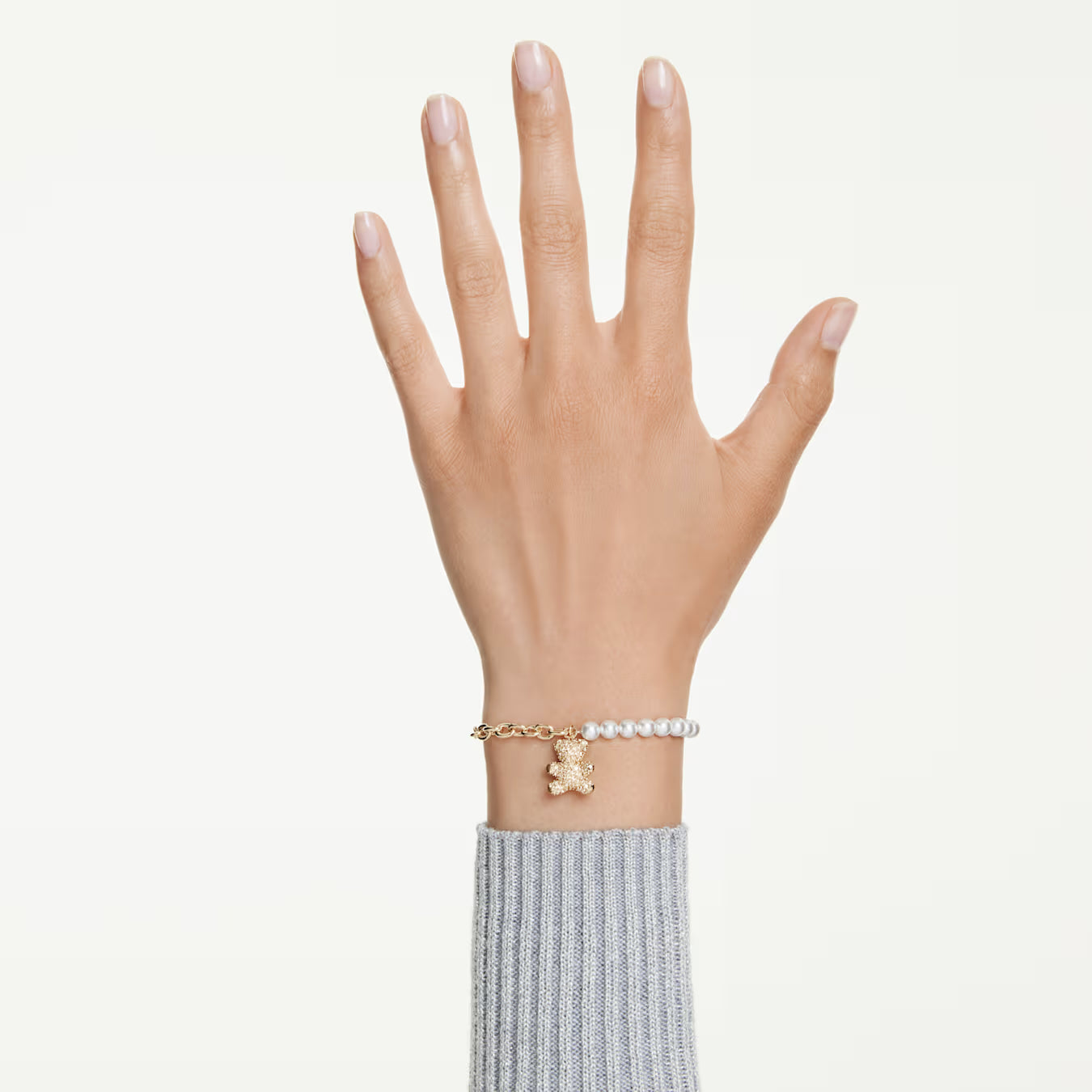 Idyllia bracelet Crystal pearl, Round cut, Teddy, Gold tone, Gold-tone plated 5737622