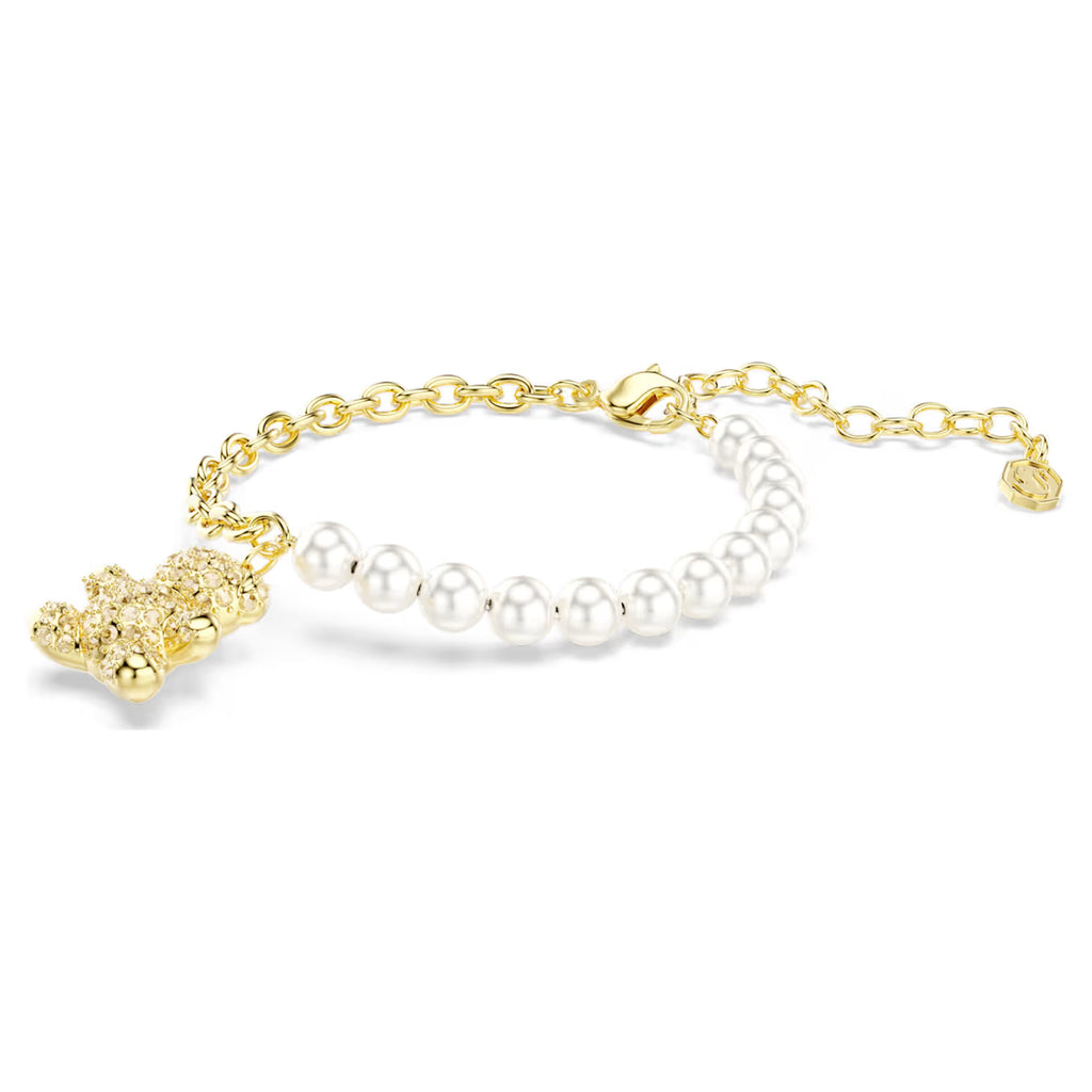 Idyllia bracelet Crystal pearl, Round cut, Teddy, Gold tone, Gold-tone plated 5737622