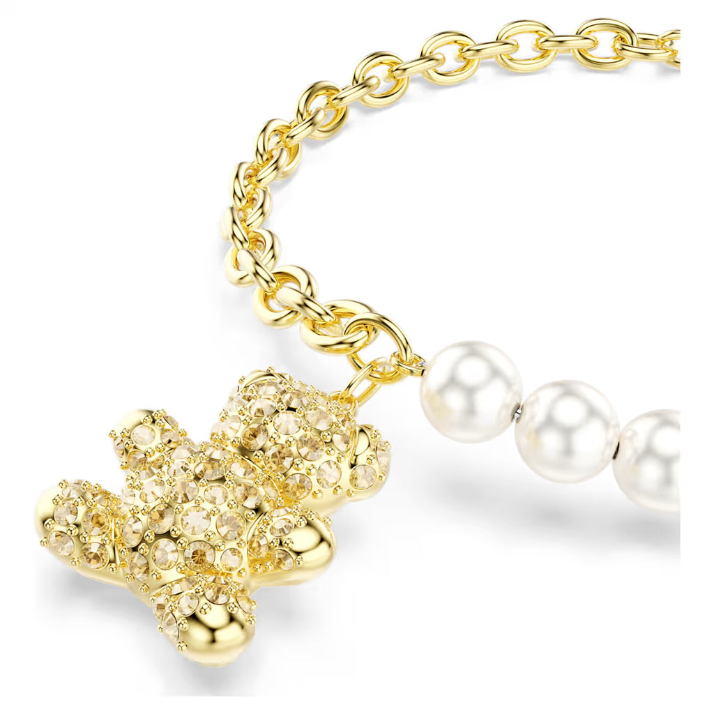 Idyllia bracelet Crystal pearl, Round cut, Teddy, Gold tone, Gold-tone plated 5737622
