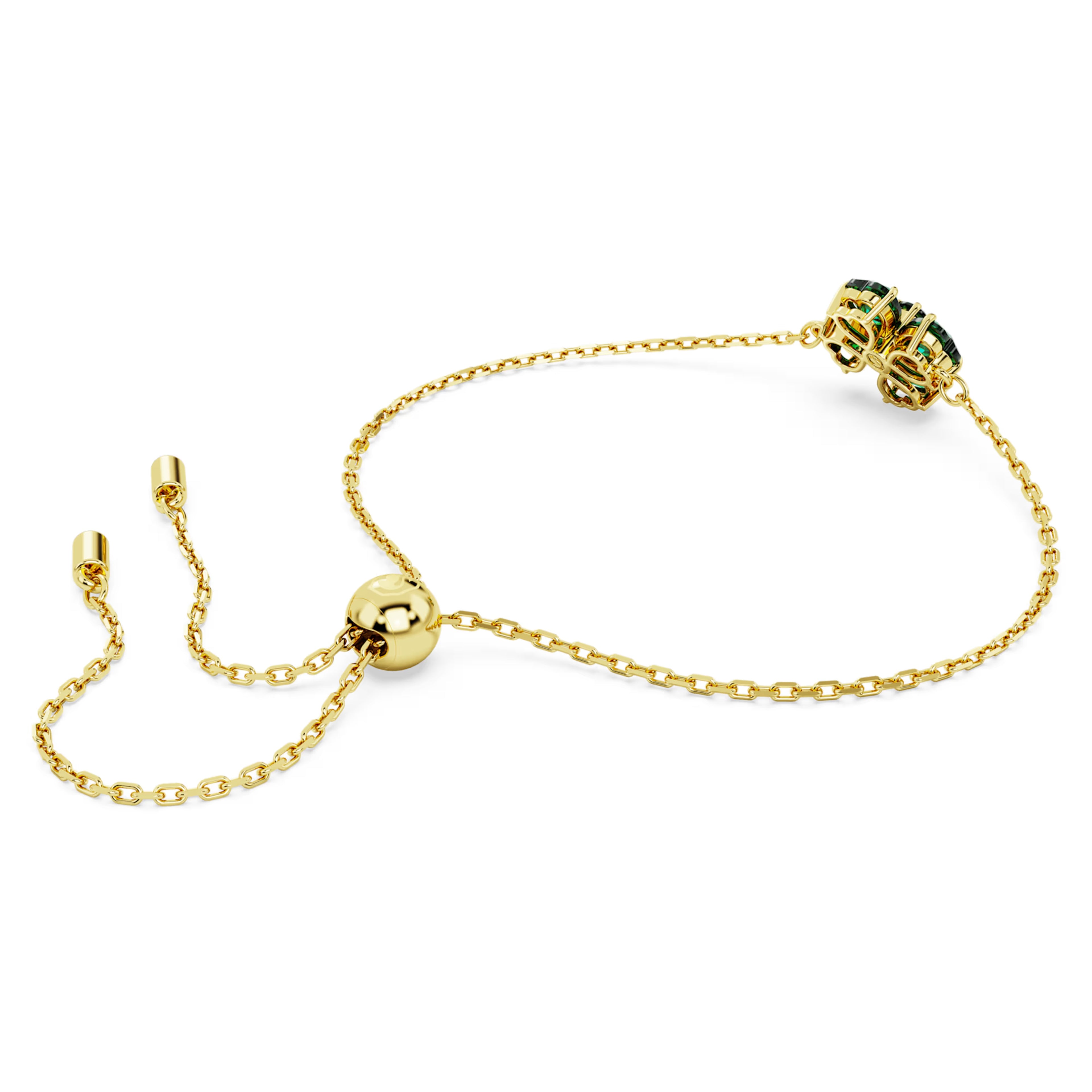 Idyllia bracelet Mixed cuts, Clover, Green, 18k gold finish 5666585