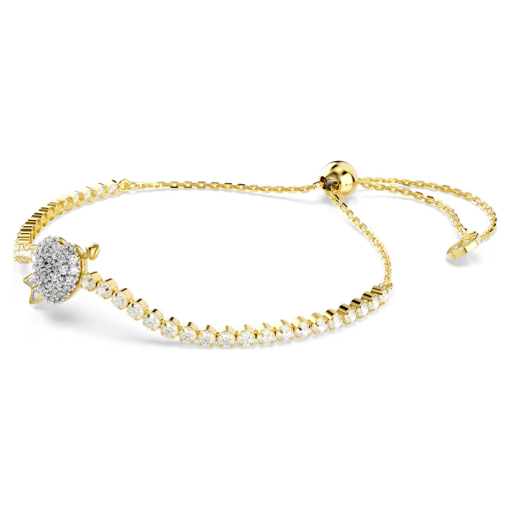Idyllia bracelet Mixed cuts, Heart with arrow, White, Gold-tone plated 5744061