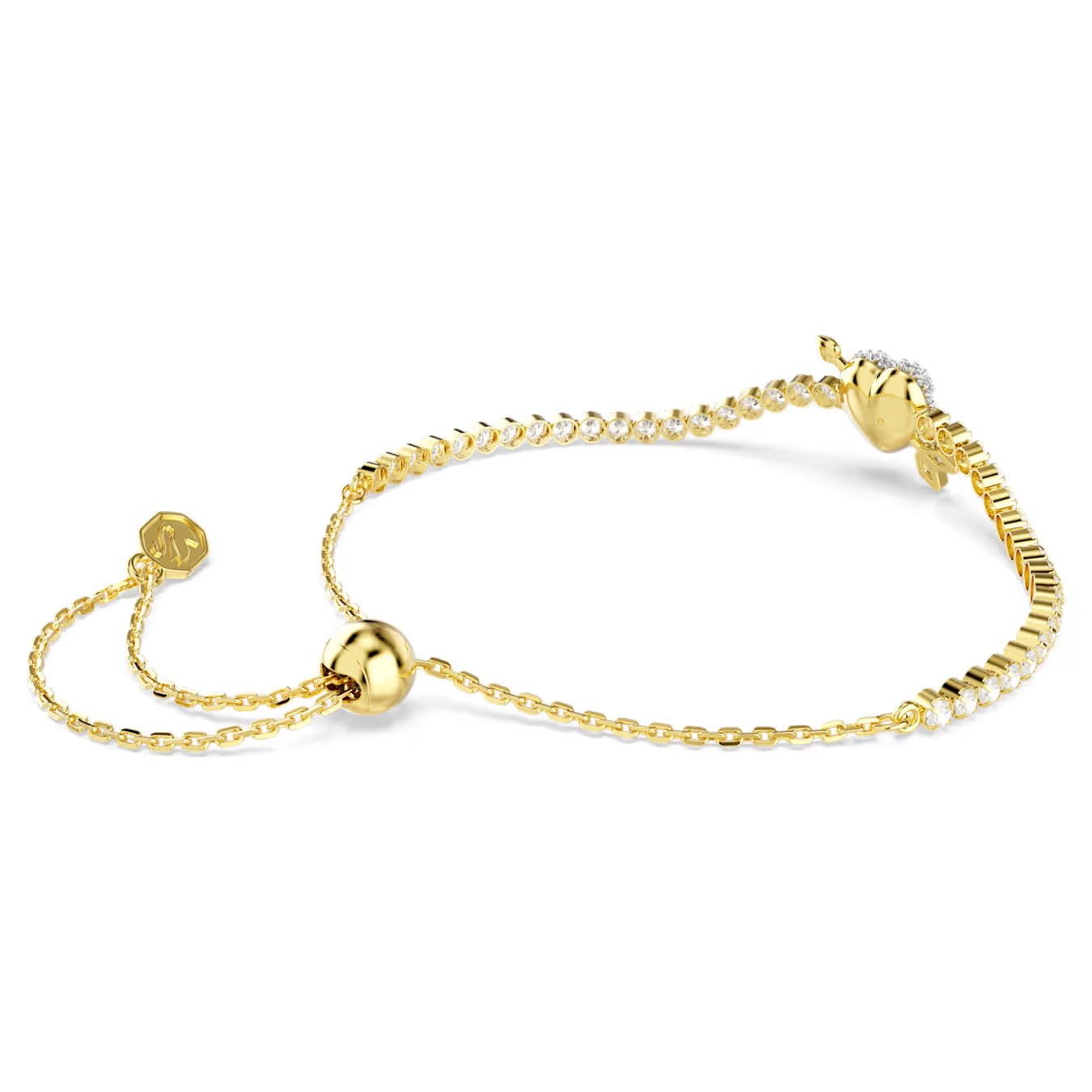 Idyllia bracelet Mixed cuts, Heart with arrow, White, Gold-tone plated 5744061