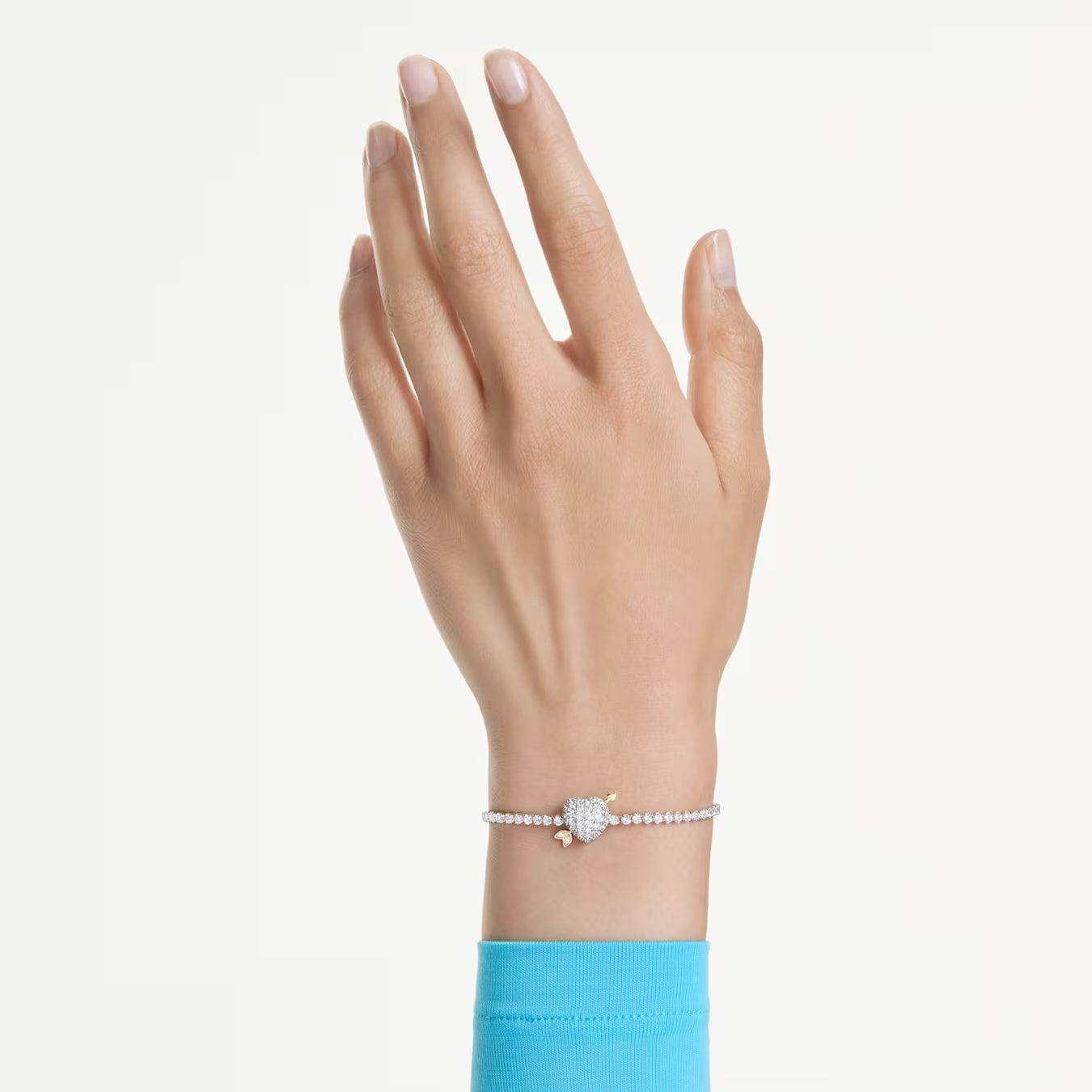 Idyllia bracelet Mixed cuts, Heart with arrow, White, Rhodium plated 5742022