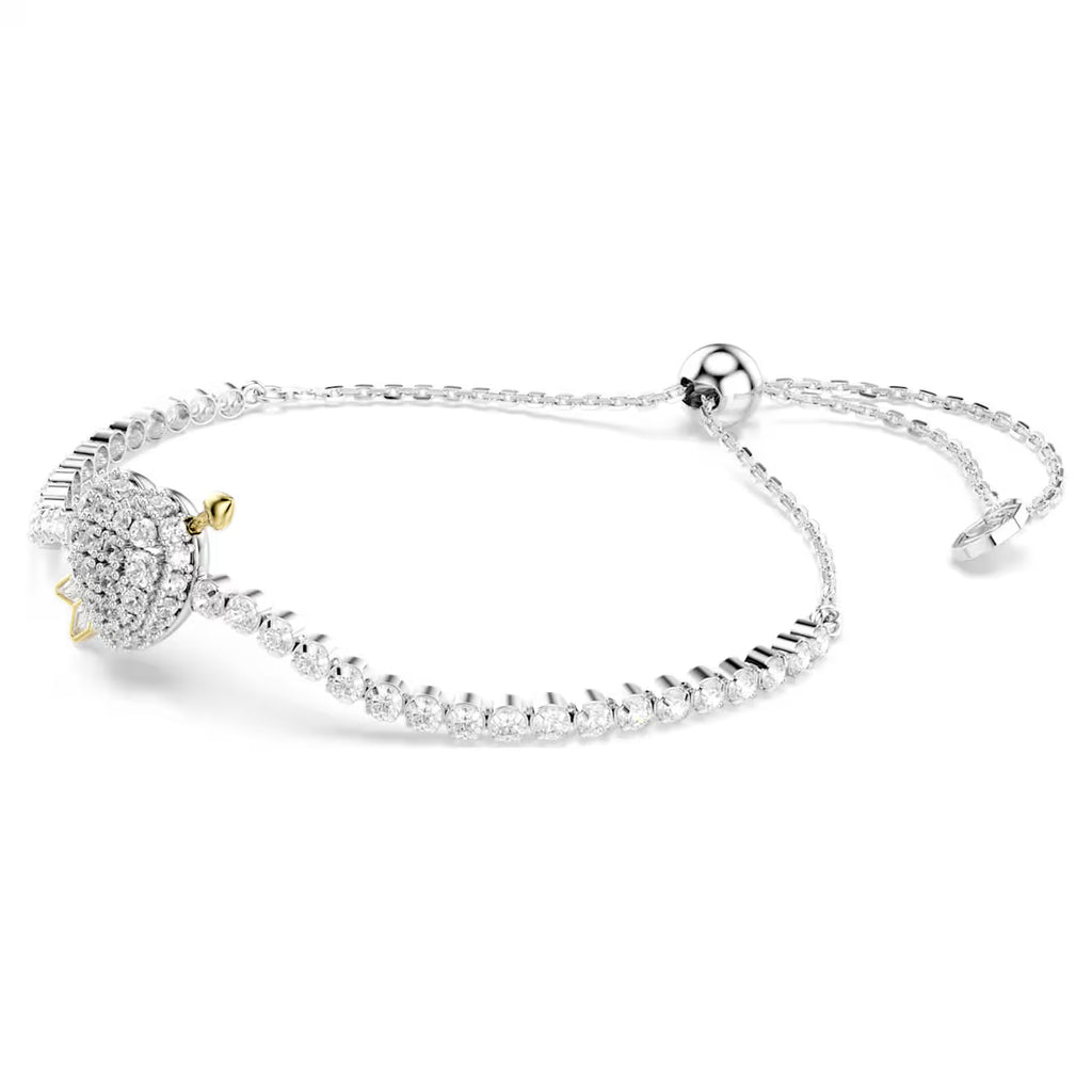 Idyllia bracelet Mixed cuts, Heart with arrow, White, Rhodium plated 5742022