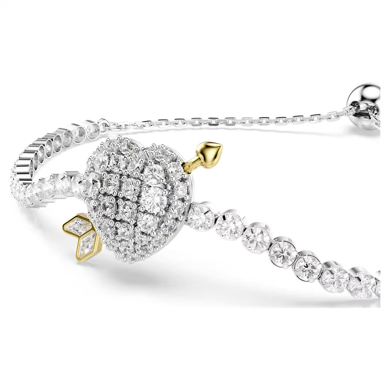 Idyllia bracelet Mixed cuts, Heart with arrow, White, Rhodium plated 5742022
