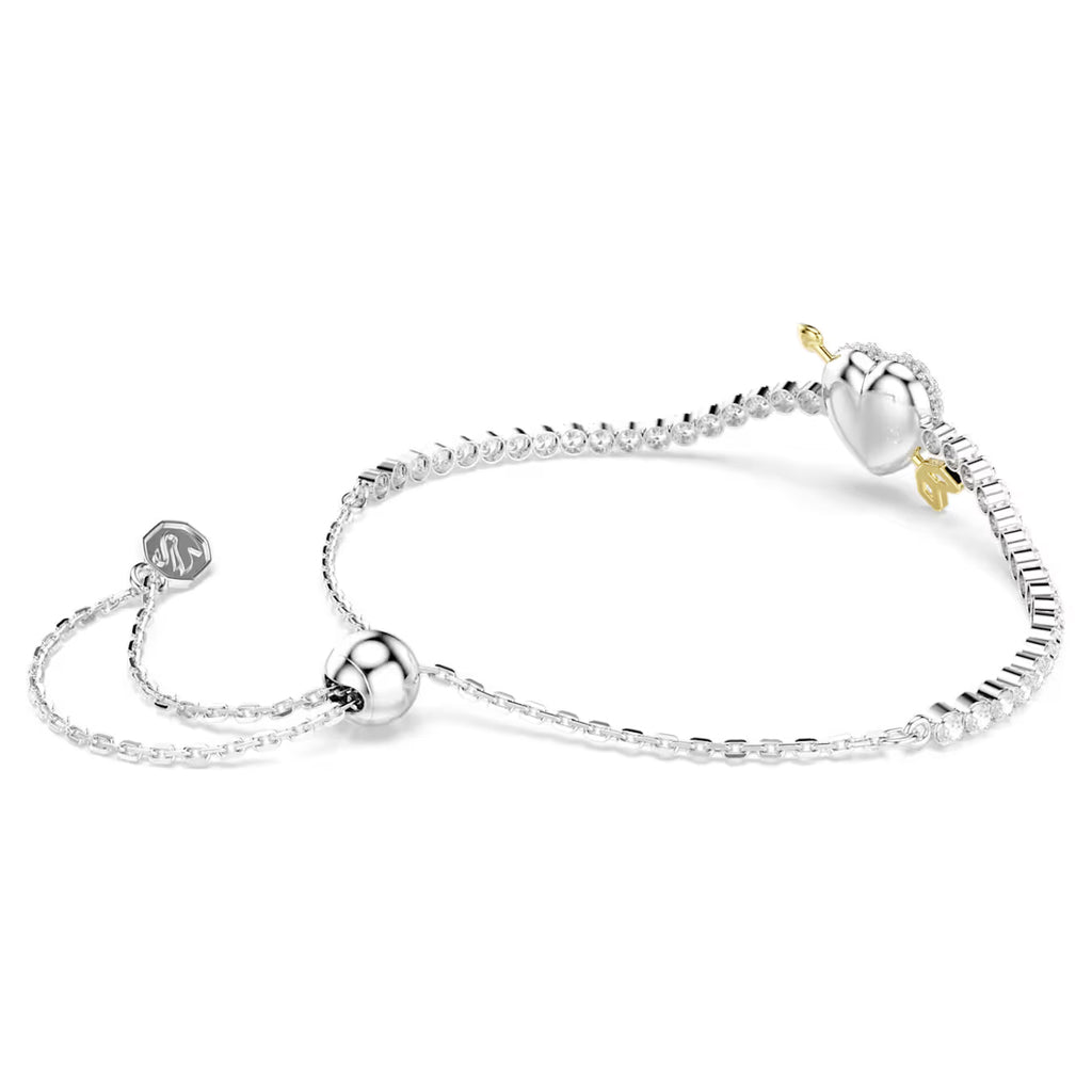 Idyllia bracelet Mixed cuts, Heart with arrow, White, Rhodium plated 5742022