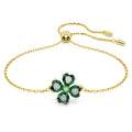 Idyllia bracelet Mixed cuts, Clover, Green, 18k gold finish 5666585