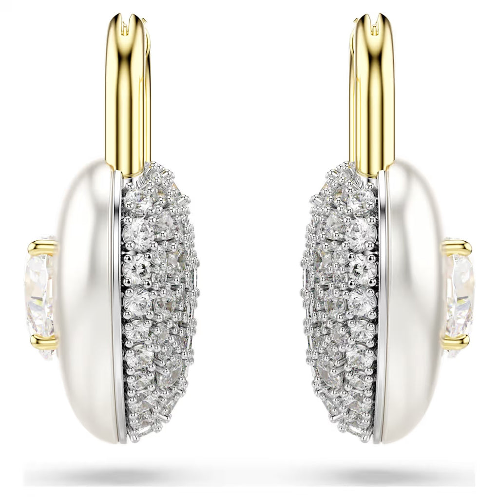 Idyllia drop earrings Mixed cuts, Heart, White, Gold-tone plated 5737297