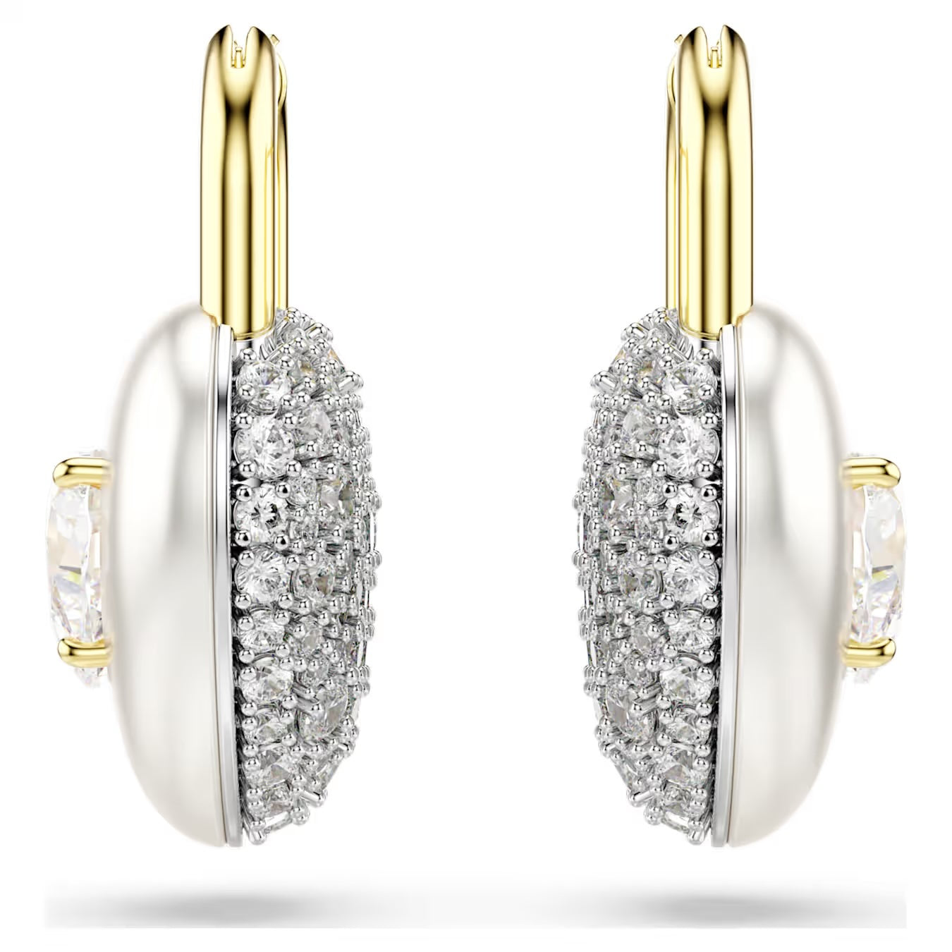 Idyllia drop earrings Mixed cuts, Heart, White, Gold-tone plated 5737297