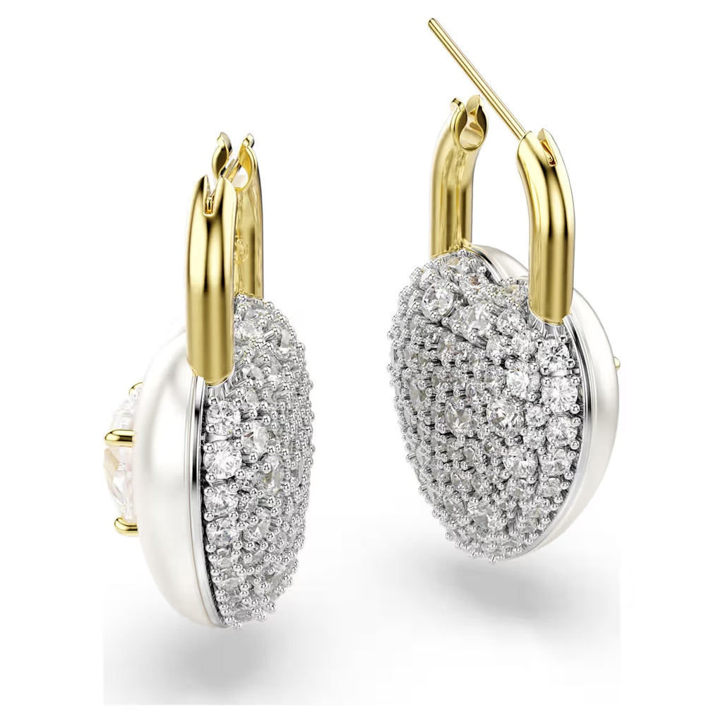 Idyllia drop earrings Mixed cuts, Heart, White, Gold-tone plated 5737297