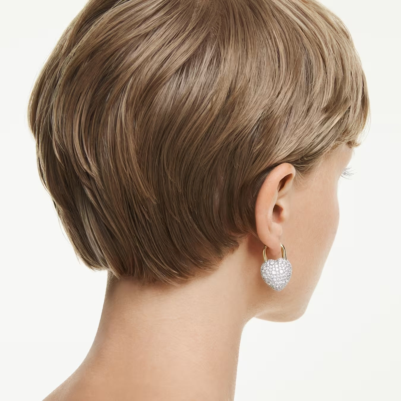 Idyllia drop earrings Mixed cuts, Heart, White, Gold-tone plated 5737297