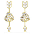 Idyllia drop earrings Mixed cuts, Heart with arrow, White, Gold-tone plated 5737295