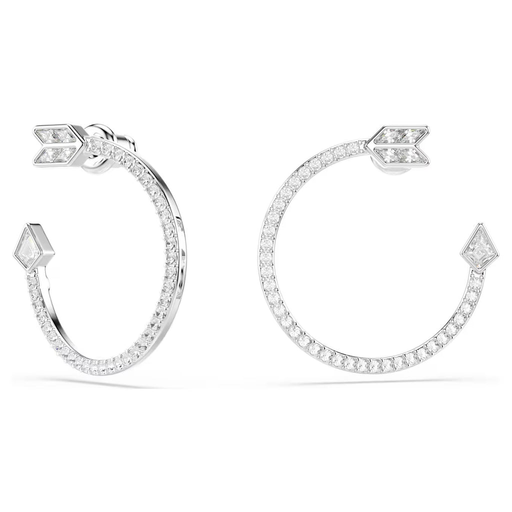 Idyllia hoop earrings Mixed cuts, Arrow, White, Rhodium plated 5741522