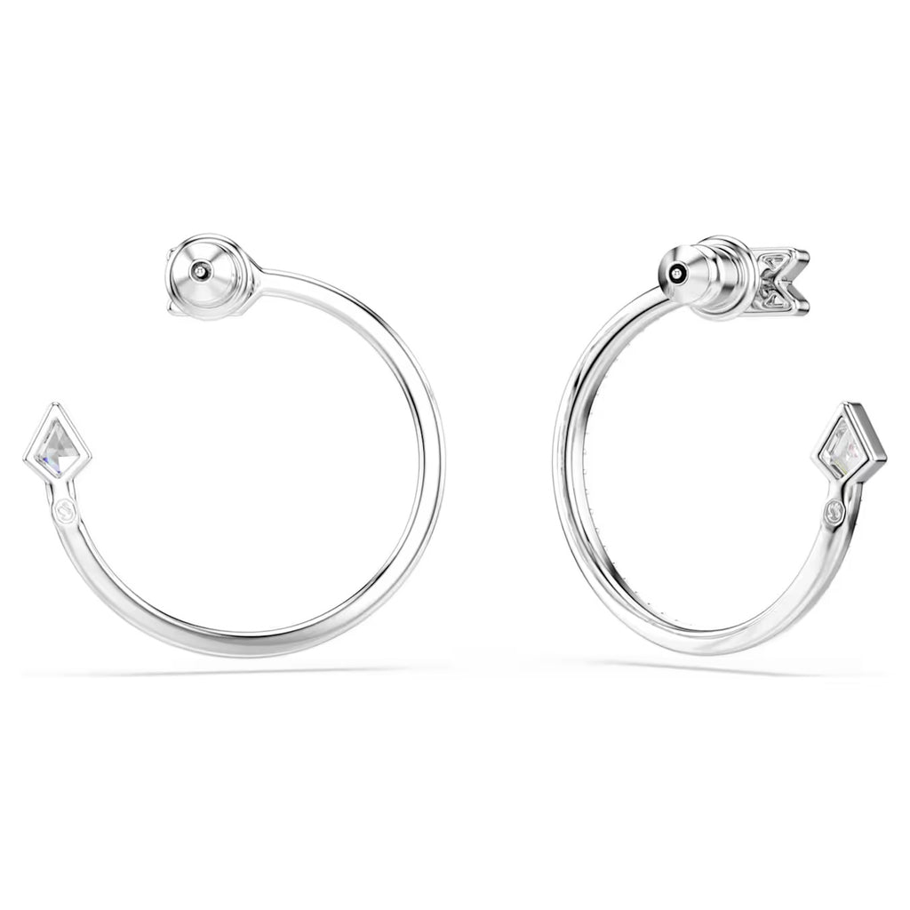 Idyllia hoop earrings Mixed cuts, Arrow, White, Rhodium plated 5741522