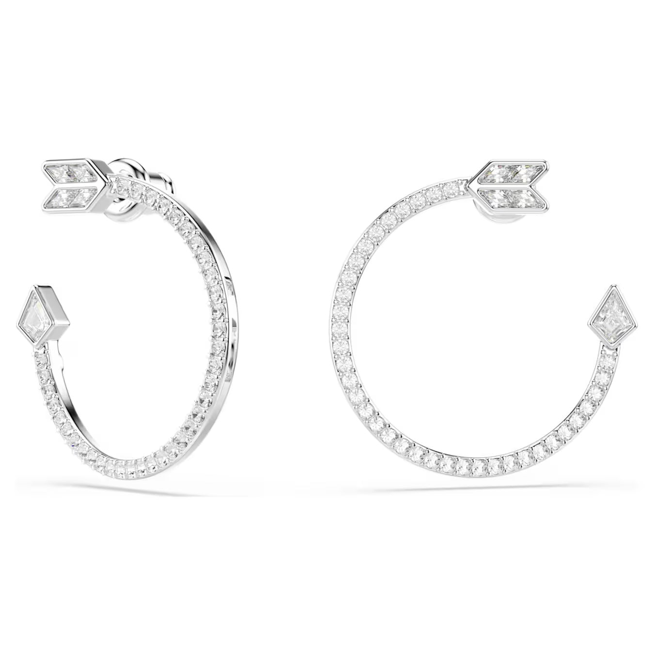Idyllia hoop earrings Mixed cuts, Arrow, White, Rhodium plated 5741522