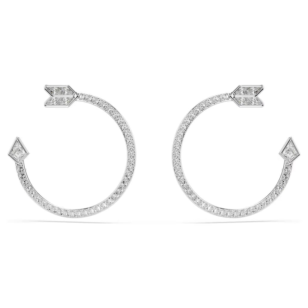 Idyllia hoop earrings Mixed cuts, Arrow, White, Rhodium plated 5741522