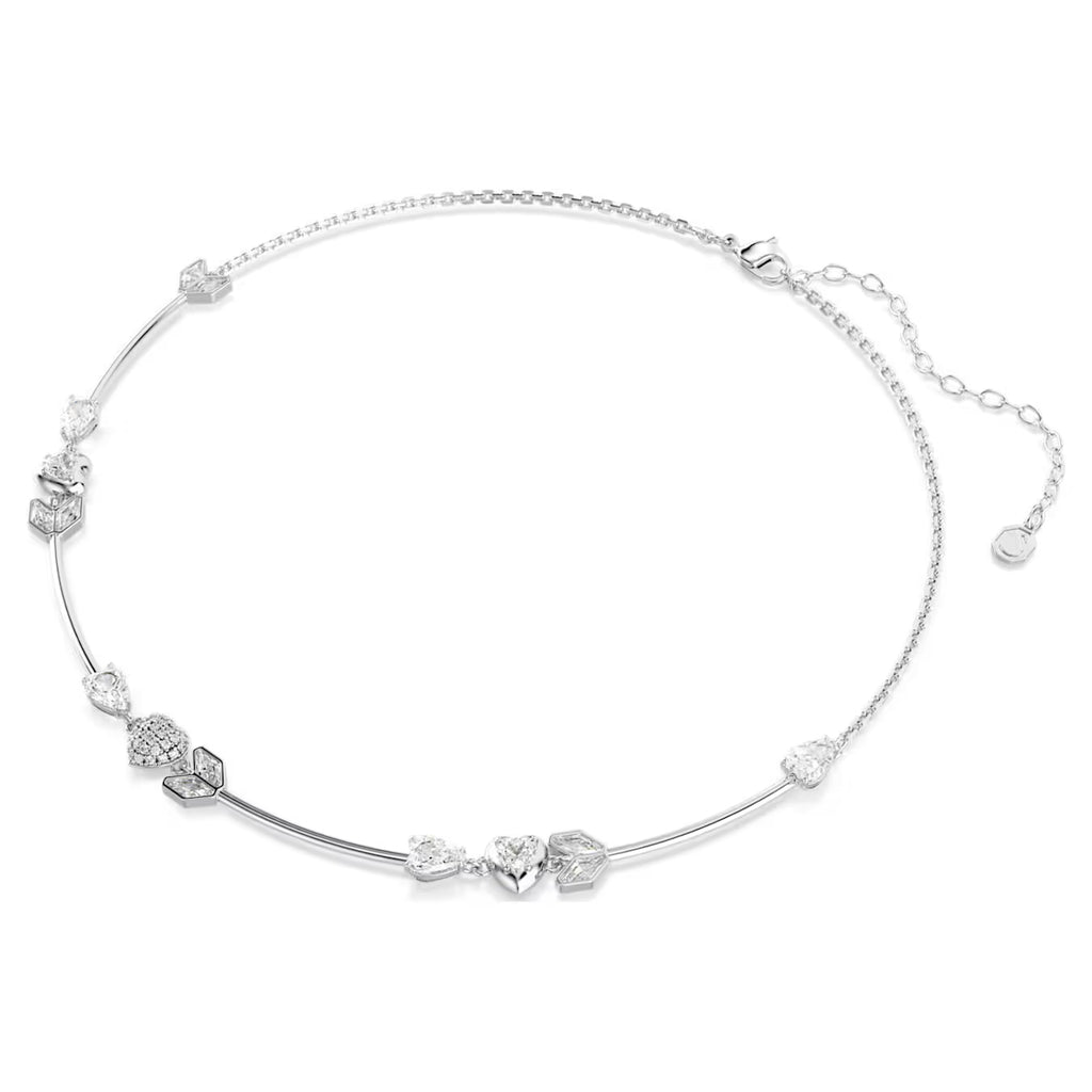 Idyllia necklace Heart with arrow, White, Rhodium plated 5743411