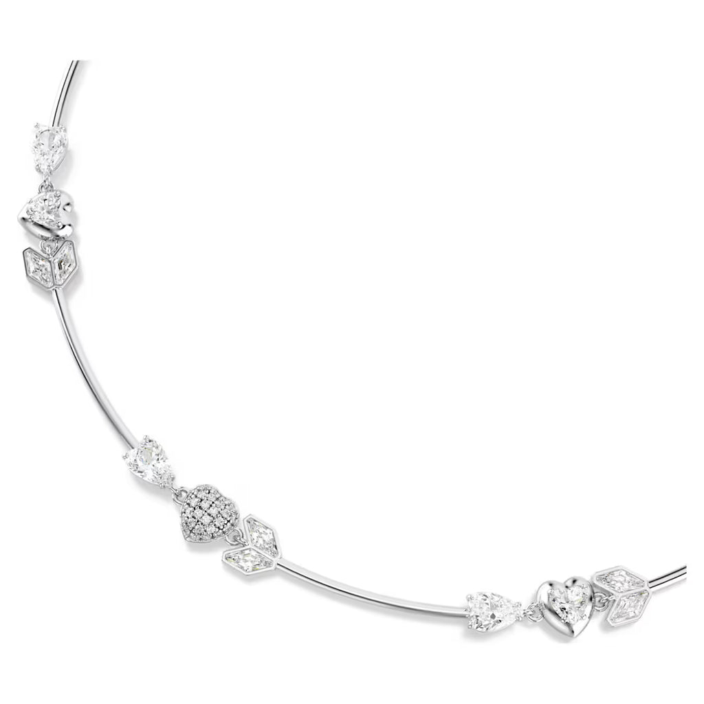 Idyllia necklace Heart with arrow, White, Rhodium plated 5743411