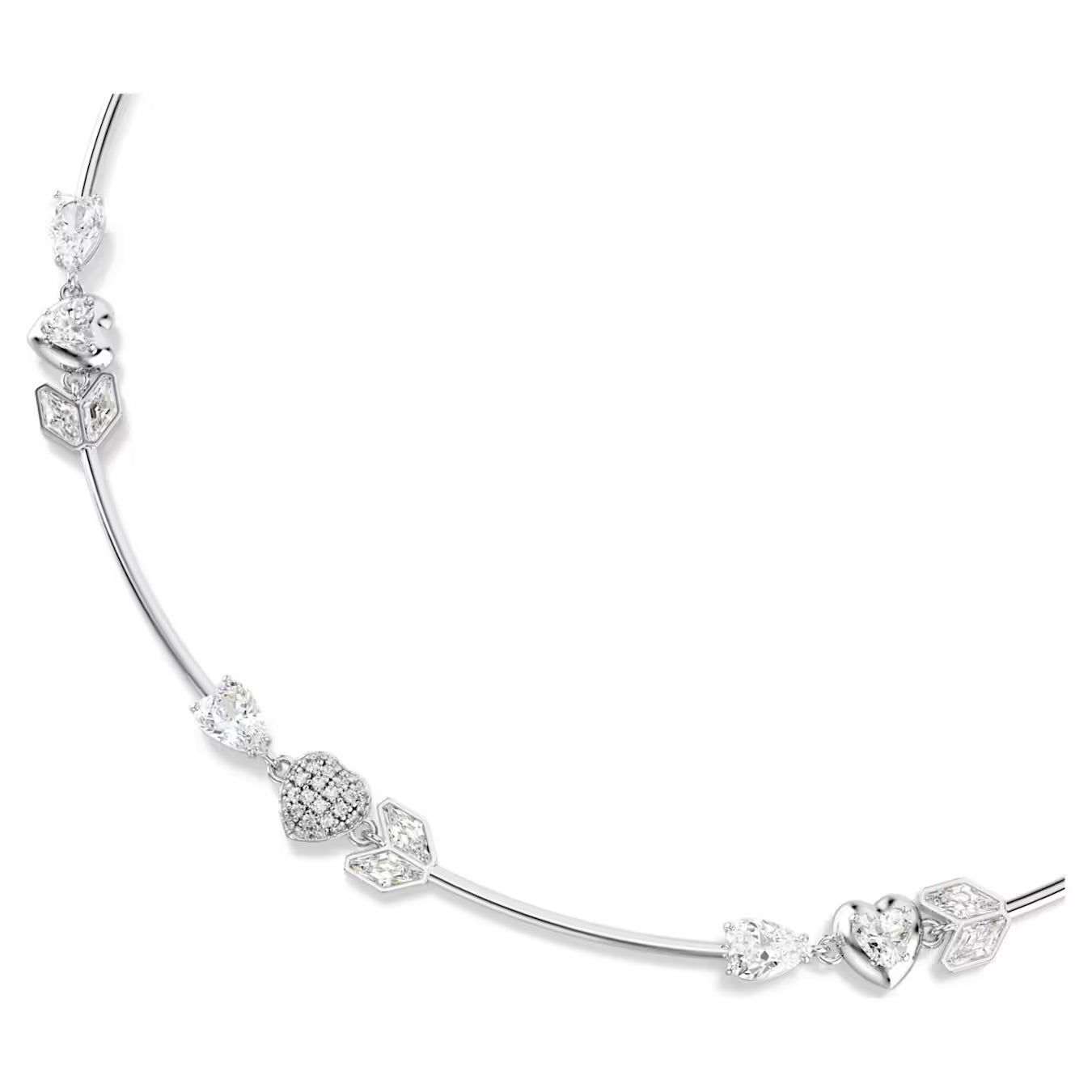 Idyllia necklace Heart with arrow, White, Rhodium plated 5743411