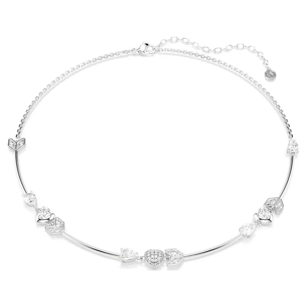 Idyllia necklace Heart with arrow, White, Rhodium plated 5743411