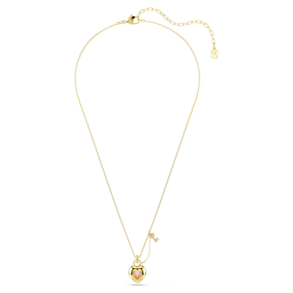 Idyllia pendant Mixed cuts, Heart, key, Pink, Gold-tone plated 5737288