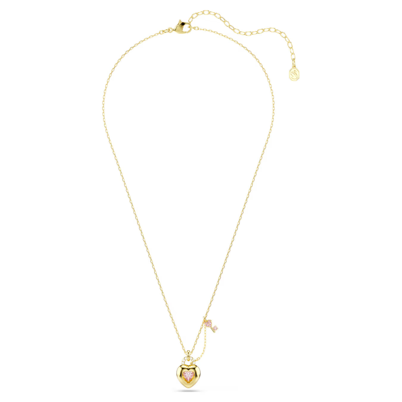 Idyllia pendant Mixed cuts, Heart, key, Pink, Gold-tone plated 5737288