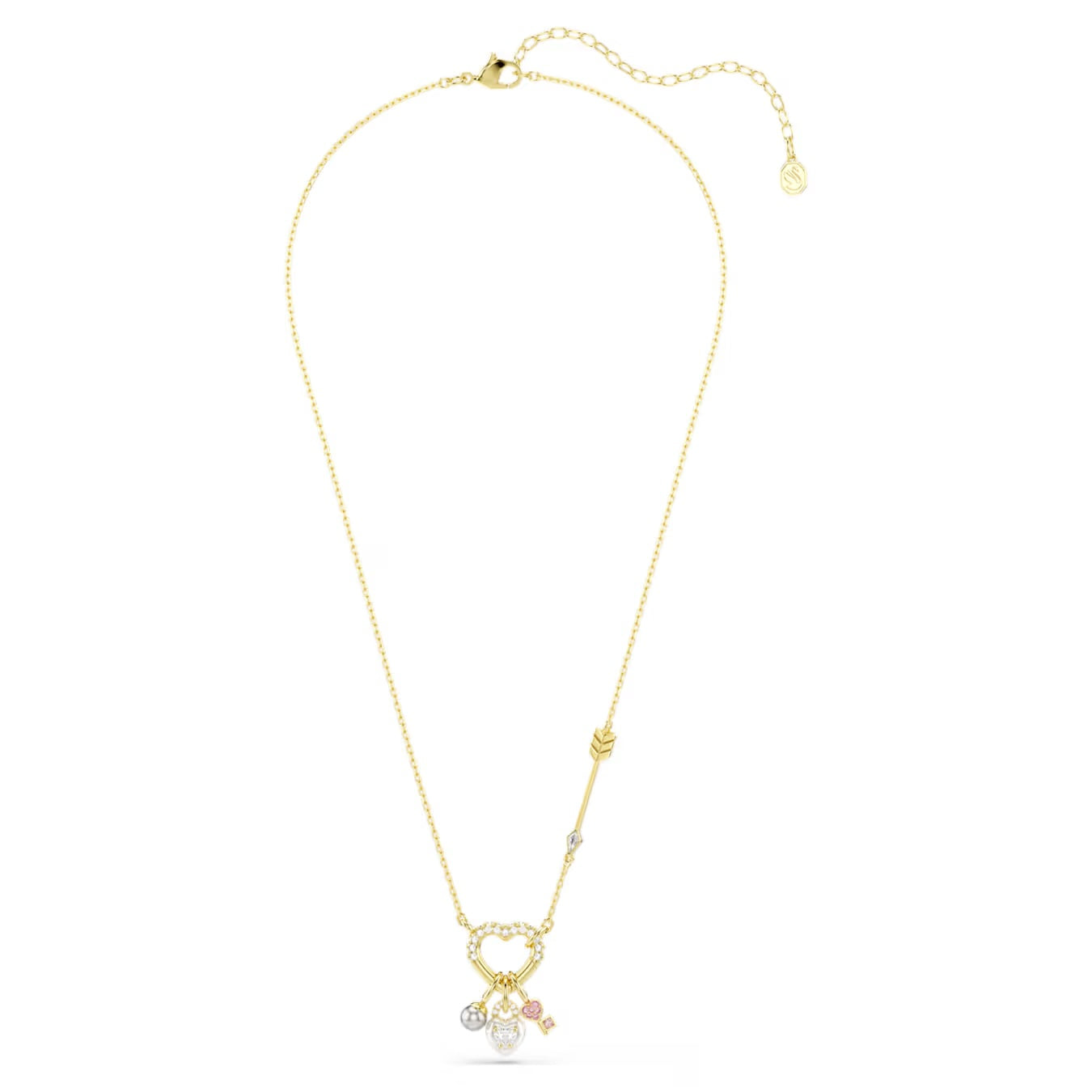 Idyllia pendant Mixed cuts, Heart, key, Pink, Gold-tone plated 5737290