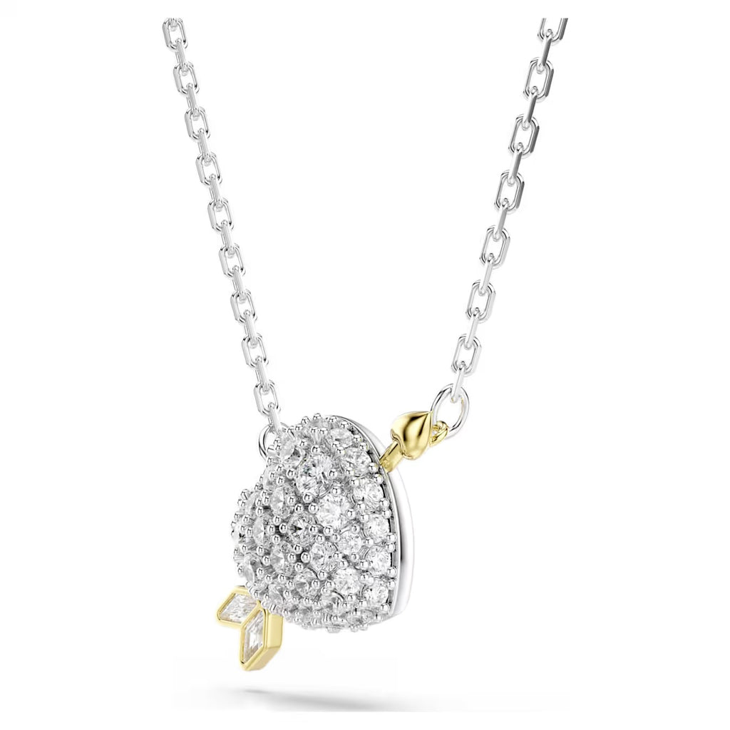 Idyllia pendant Mixed cuts, Heart with arrow, White, Mixed metal finish  5737291