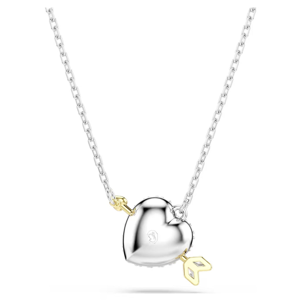 Idyllia pendant Mixed cuts, Heart with arrow, White, Mixed metal finish  5737291