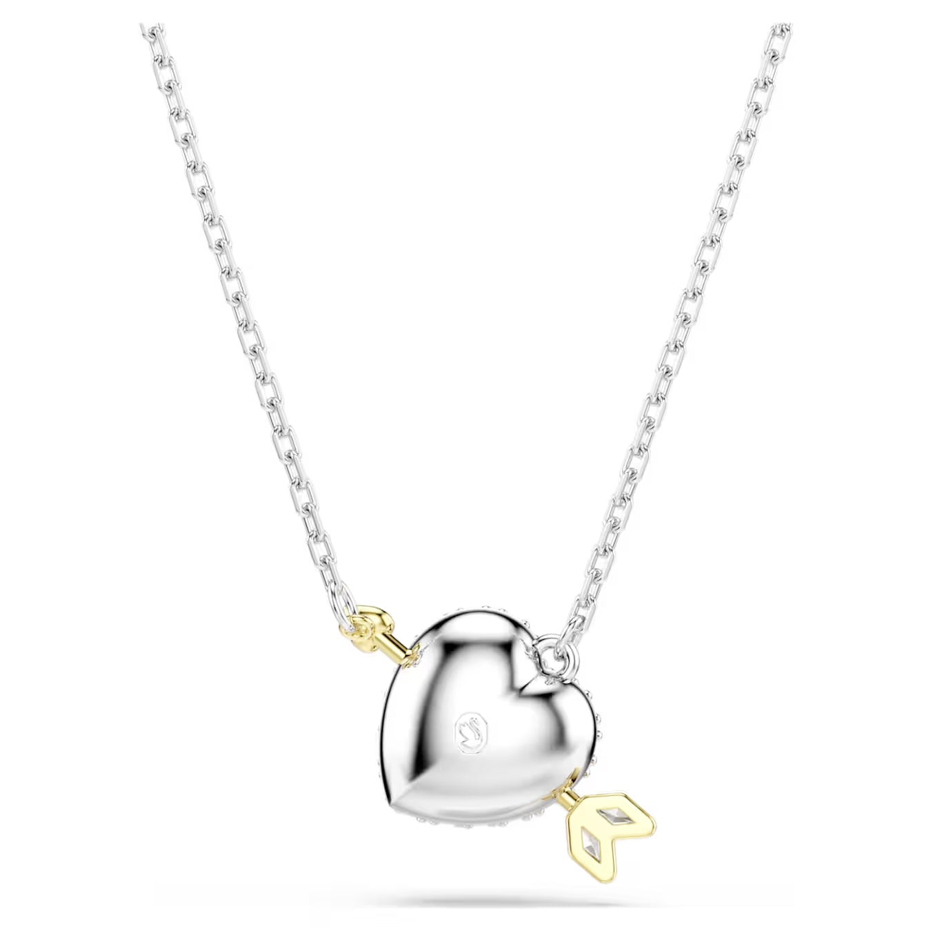 Idyllia pendant Mixed cuts, Heart with arrow, White, Mixed metal finish  5737291