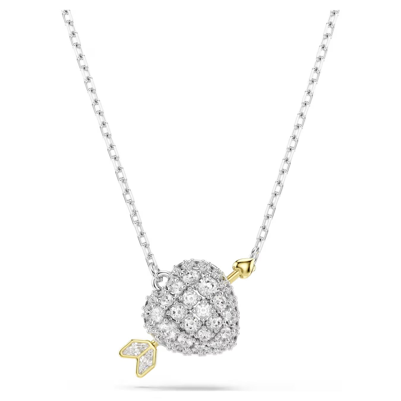 Idyllia pendant Mixed cuts, Heart with arrow, White, Mixed metal finish  5737291