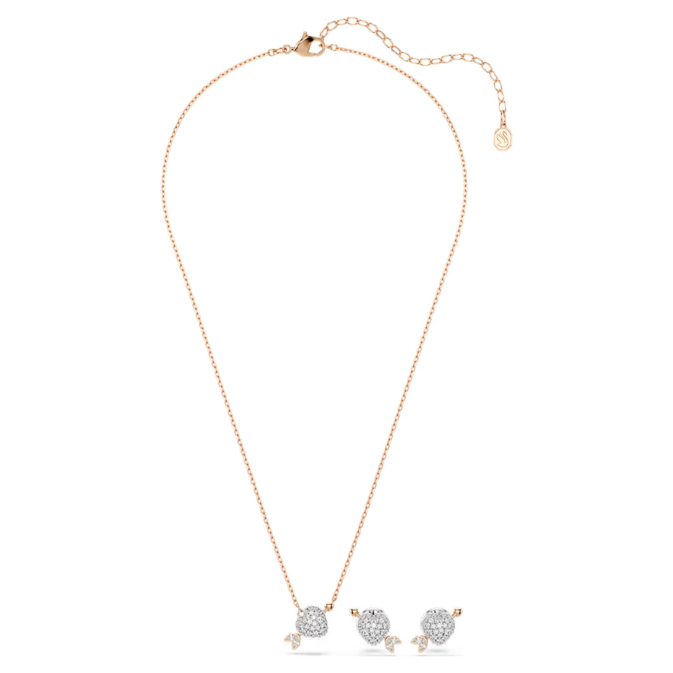 Idyllia set Mixed cuts, Heart with arrow, White, Rose gold-tone plated 5745580