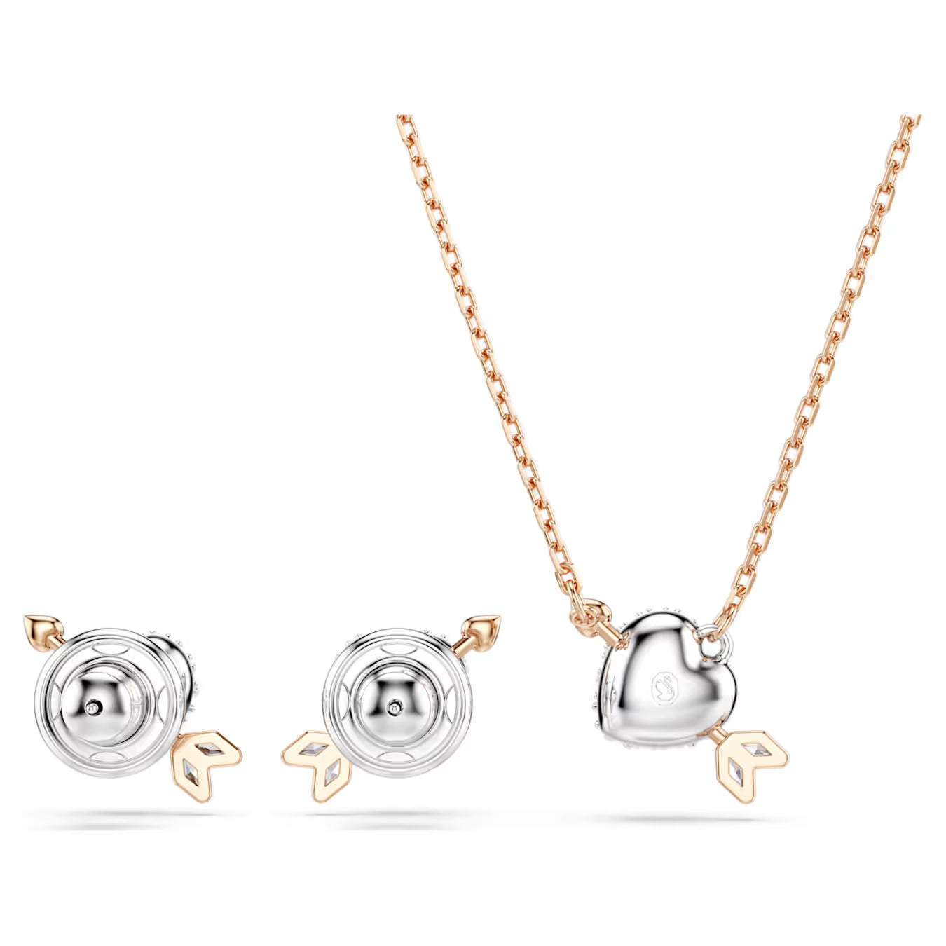 Idyllia set Mixed cuts, Heart with arrow, White, Rose gold-tone plated 5745580
