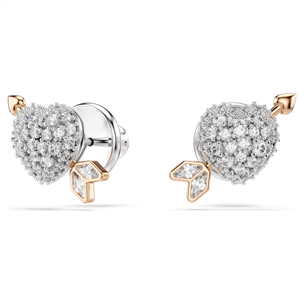 Idyllia set Mixed cuts, Heart with arrow, White, Rose gold-tone plated 5745580